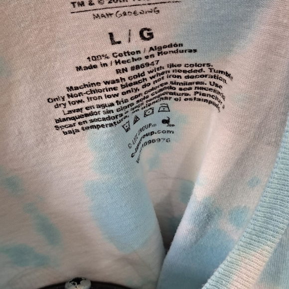 The Simpsons Women's Size Large Tie Dye Short Sleeve Graphic T-shirt Blue White - Picture 5 of 8